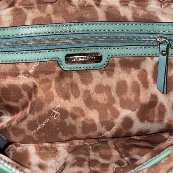 B. Makowsky  crossbody bag  shoulder bag  leather seafoam green  3 ext. pockets - Picture 12 of 17
